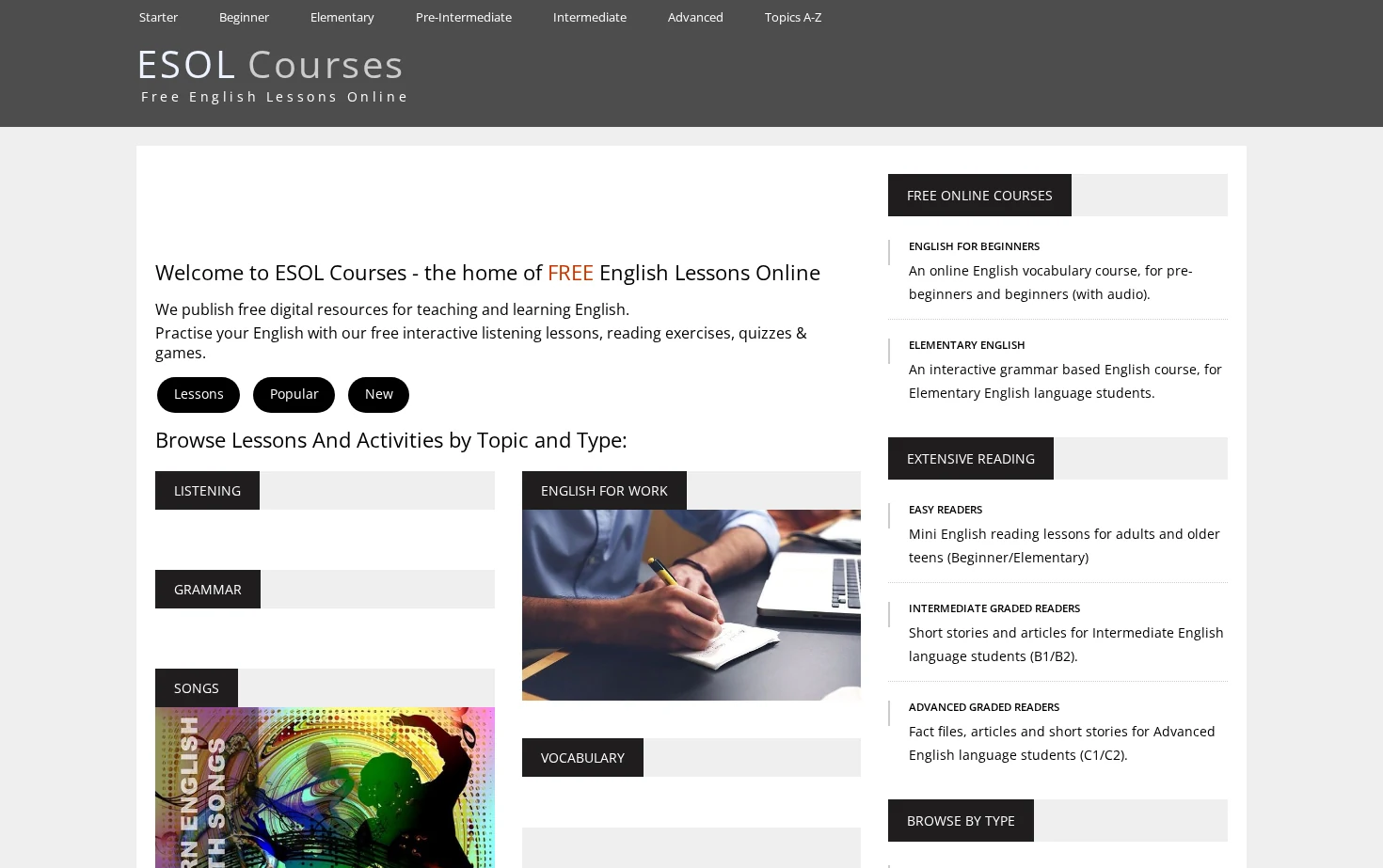ESOL Courses | Free English Lessons Online 页面快照